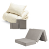 三つ折りマットレス（グレージュ）＋合繊布団セット グレージュ 